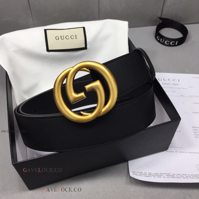 Gucci Classic Men's Belt Soft Leather w Gold GG Buckle
